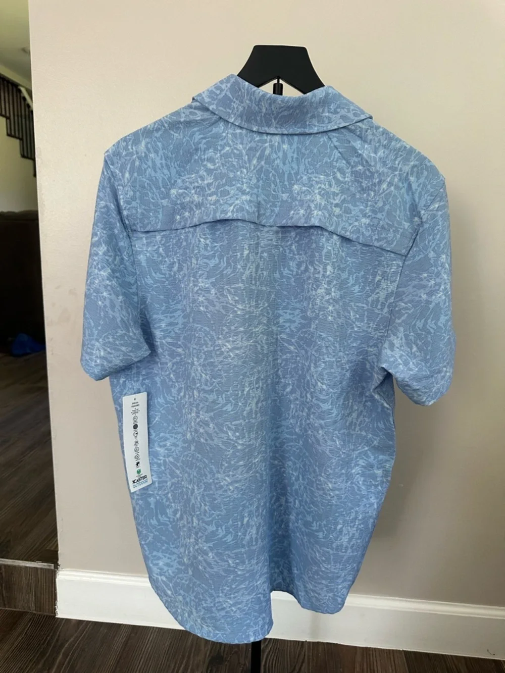 XCaster Outdoor Blue Men's Fishing Short-Sleeve Button-Up Shirt